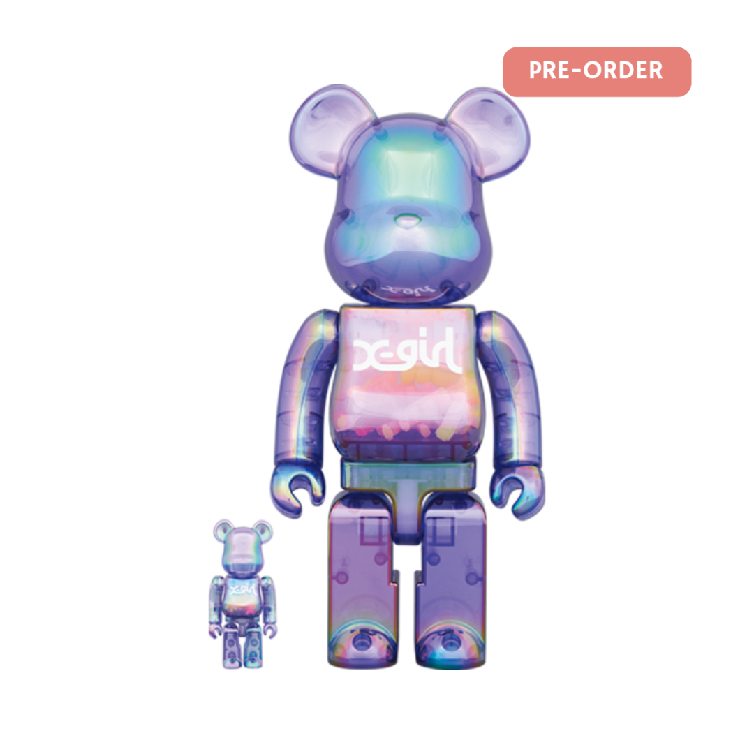 BE@RBRICK X-girl CLEAR PURPLE 100％ & 400％