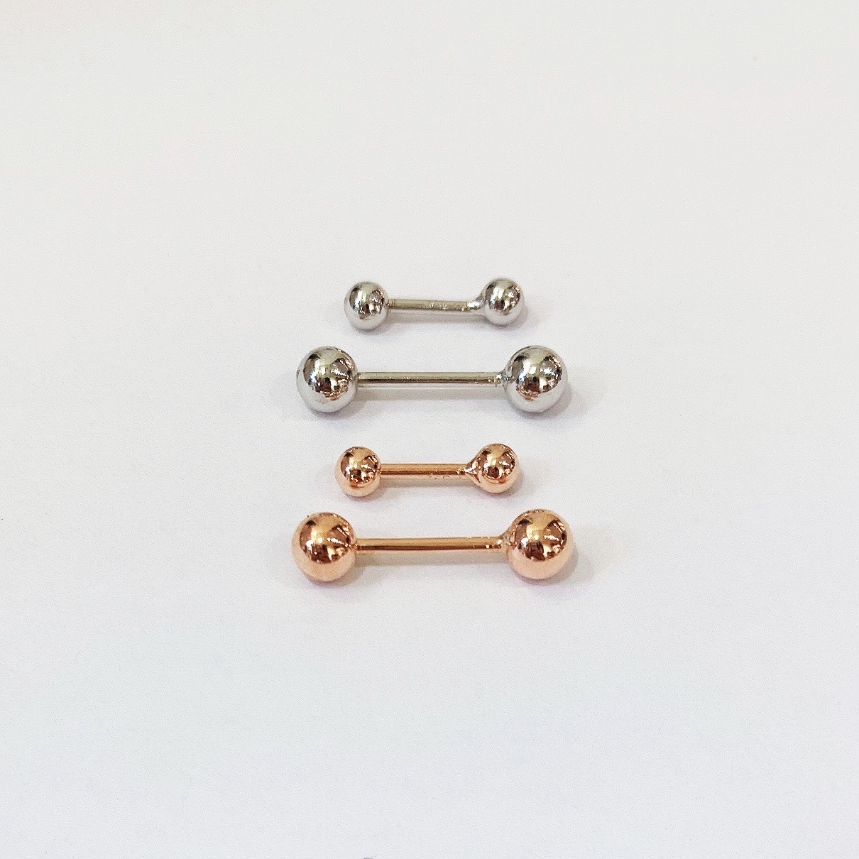 自訂款 2色 純銀素面珠珠鎖珠式耳環(單支價)