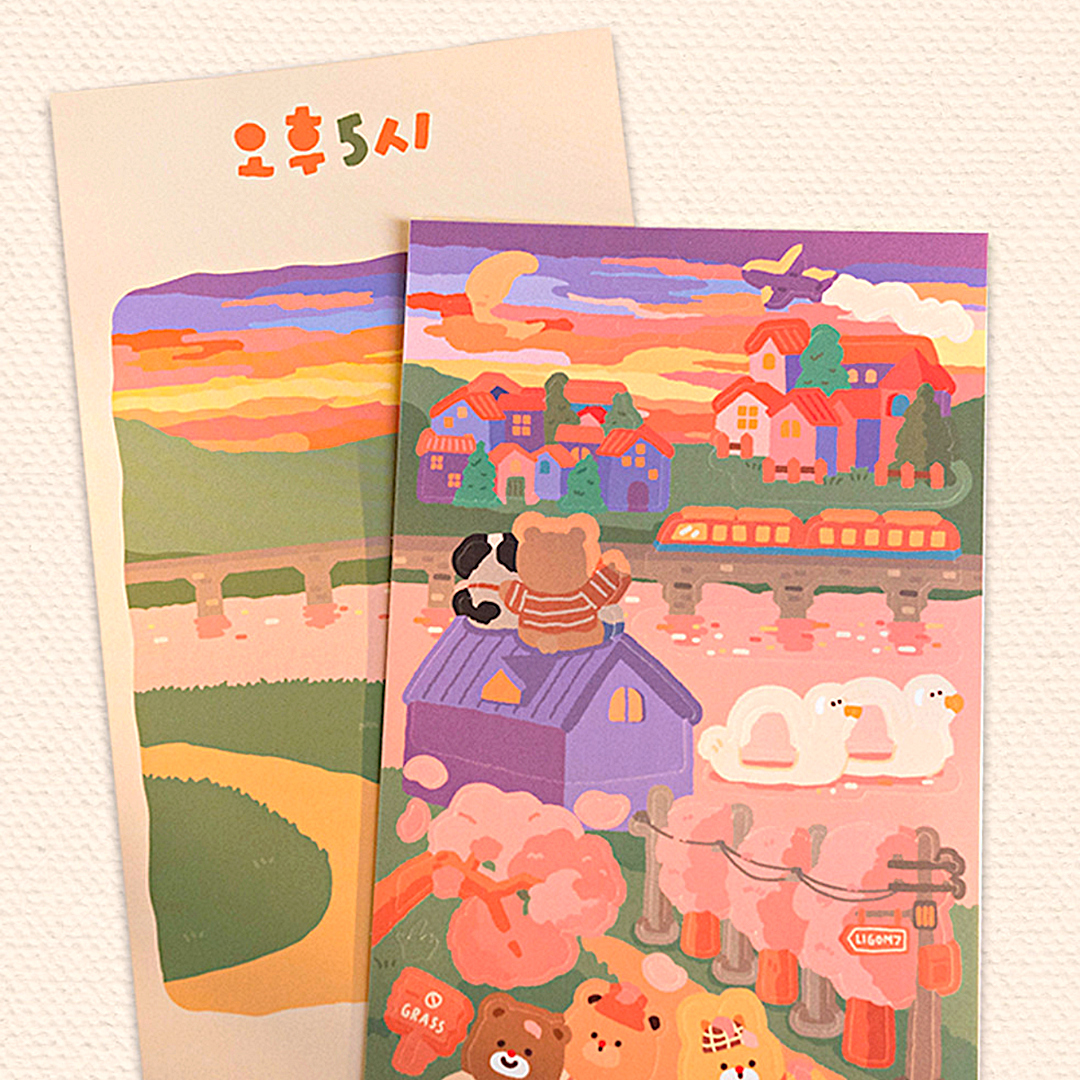 Khakiz Sticker－5 o'clock in the afternoon (Korean Stationery Brand)