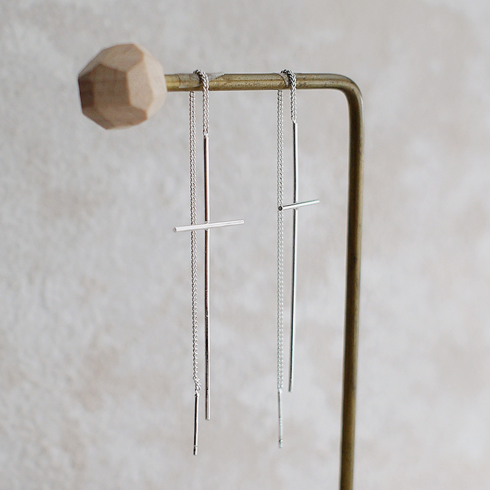 十字信念耳線式純銀耳環/SE580|信仰 時尚 垂墜