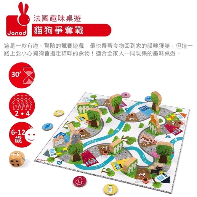 【樂森藥局】法國 Janod 趣味桌遊 故事接龍 6-12歲 貓狗爭奪戰