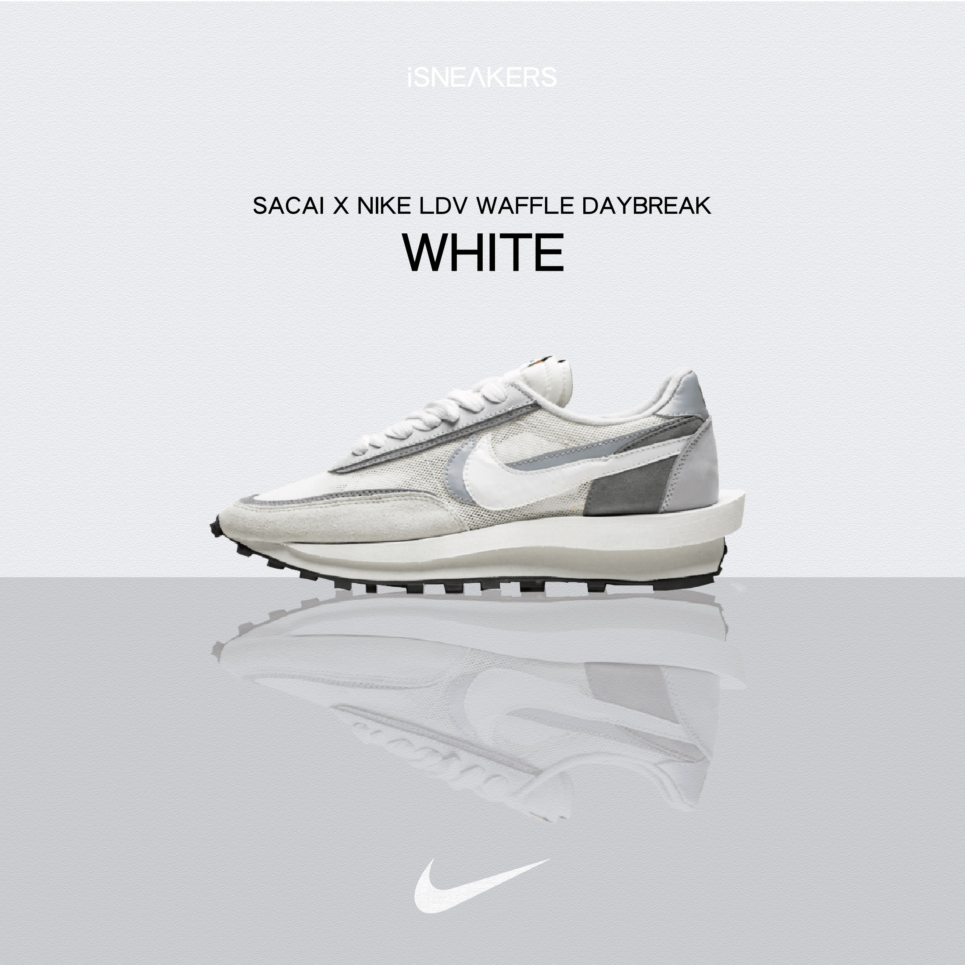 iSNEAKERS｜Sacai x Nike LDV Waffle Daybreak "White" 白灰 BV0073-100