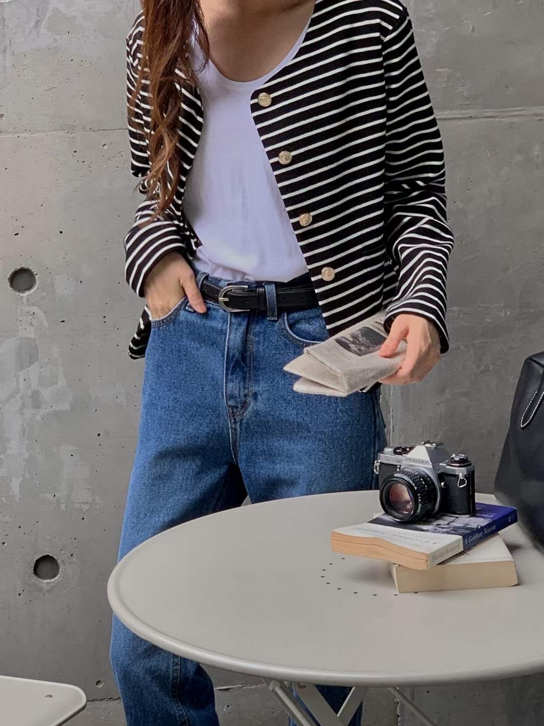 OCTT2353 橫間棉質圓領外套