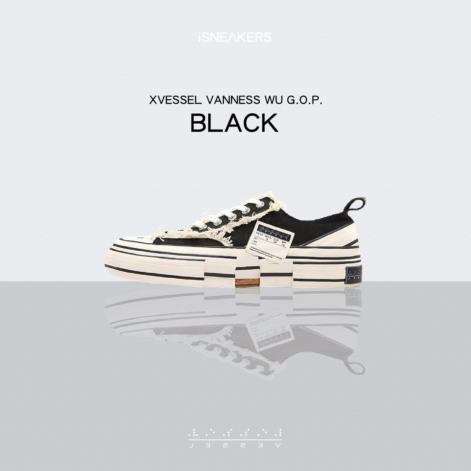 iSNEAKERS｜xVESSEL Vanness Wu G.O.P "Black" 吳建豪 硫化鞋 解構鞋 帆布鞋 黑 S19X001B