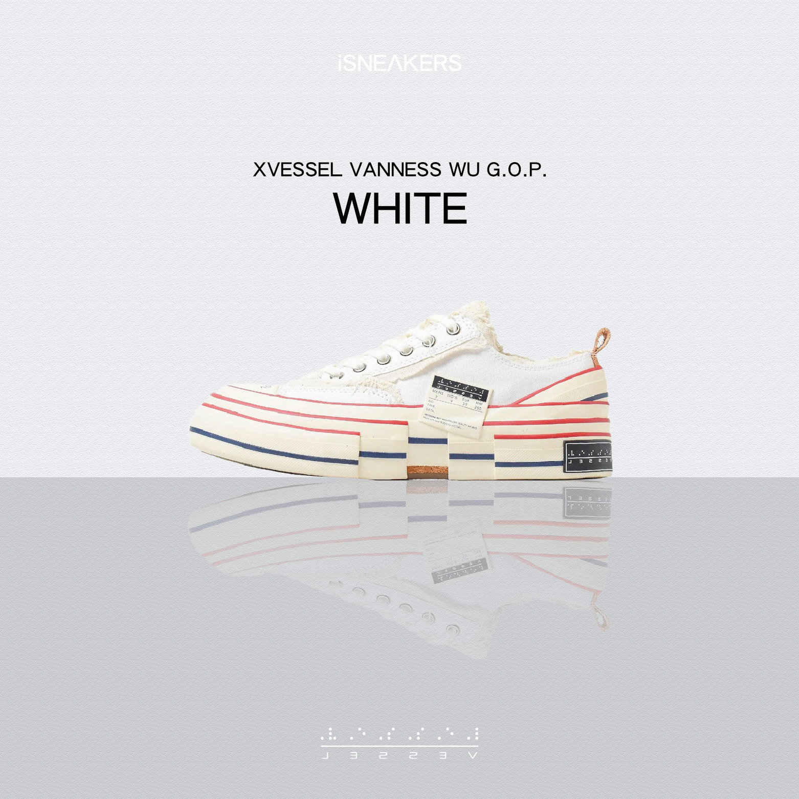 iSNEAKERS｜xVESSEL Vanness Wu G.O.P "White" 吳建豪 硫化鞋 解構鞋 帆布鞋  白 S19X001W