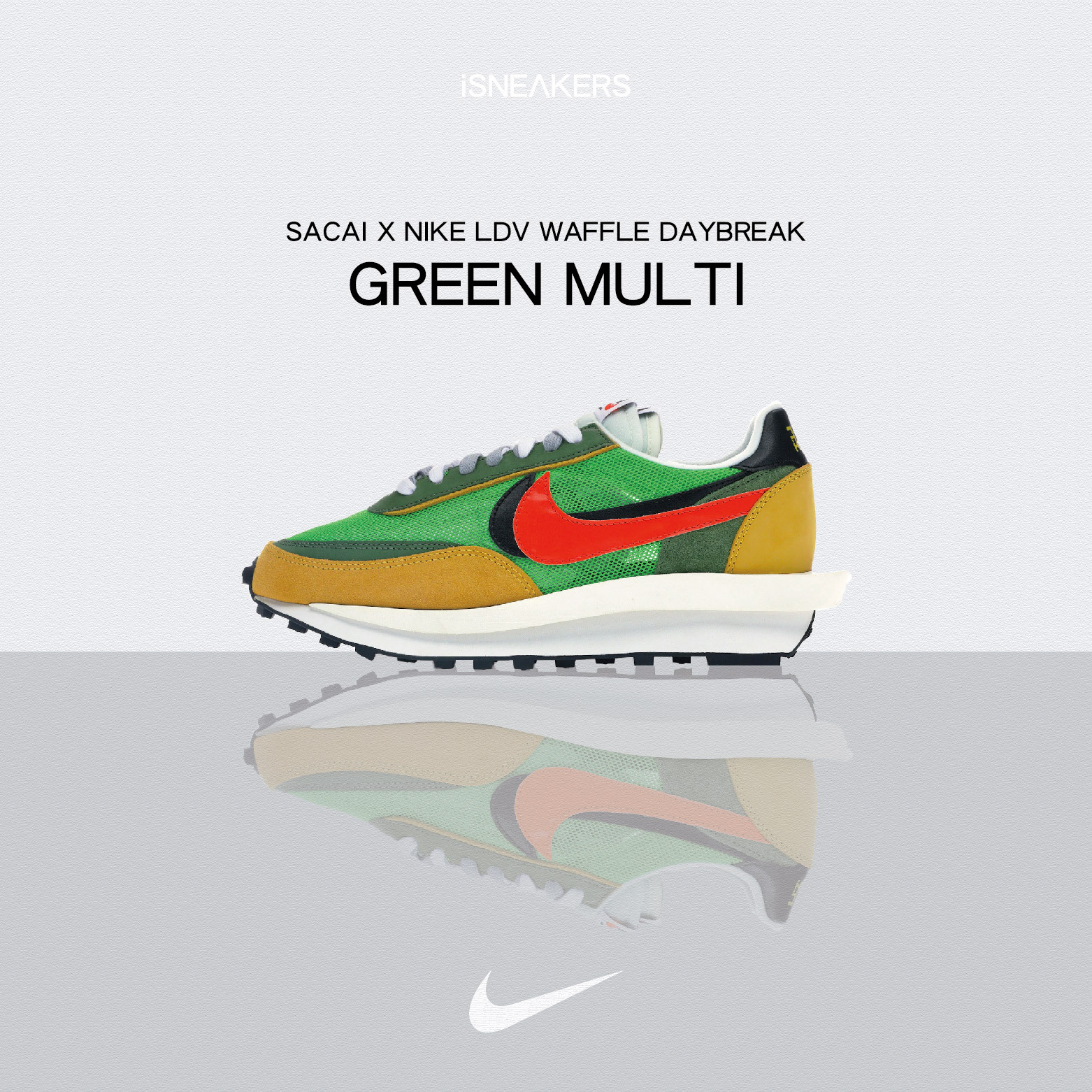 iSNEAKERS｜Sacai x Nike LDV Waffle Daybreak 綠橘 BV0073-300