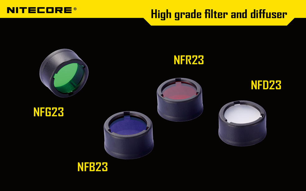 Filtre Nitecore NFG23 Vert 23mm – Pour Lampes Torches MT1A, MT2A, MT1C – Lentille Verre Trempé