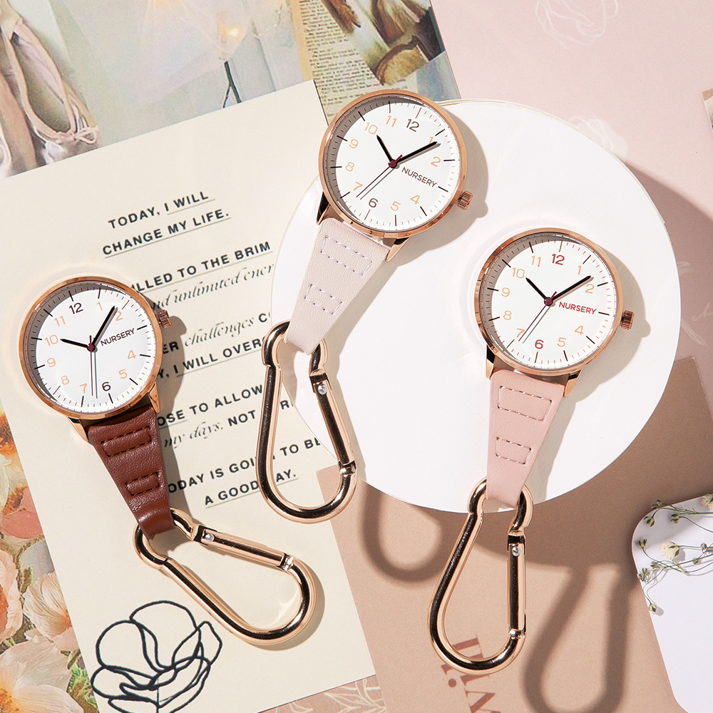 [預購] 玫瑰金登山扣夜光護士錶