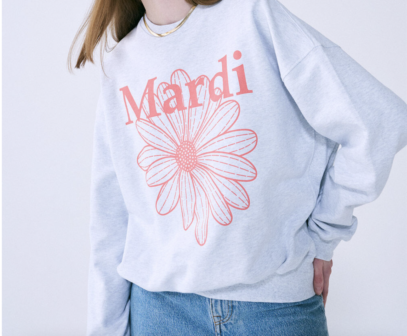 韓国 21FW刺繍【MARDI MERCREDI】HEATHER-CORAL - トレーナー/スウェット