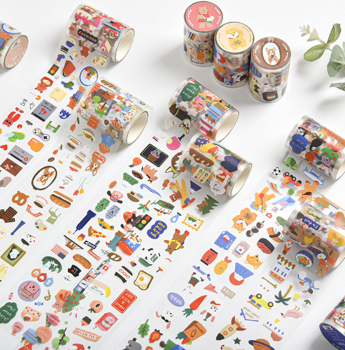 悦真手账胶带可爱防水pvc咕卡素材 3米