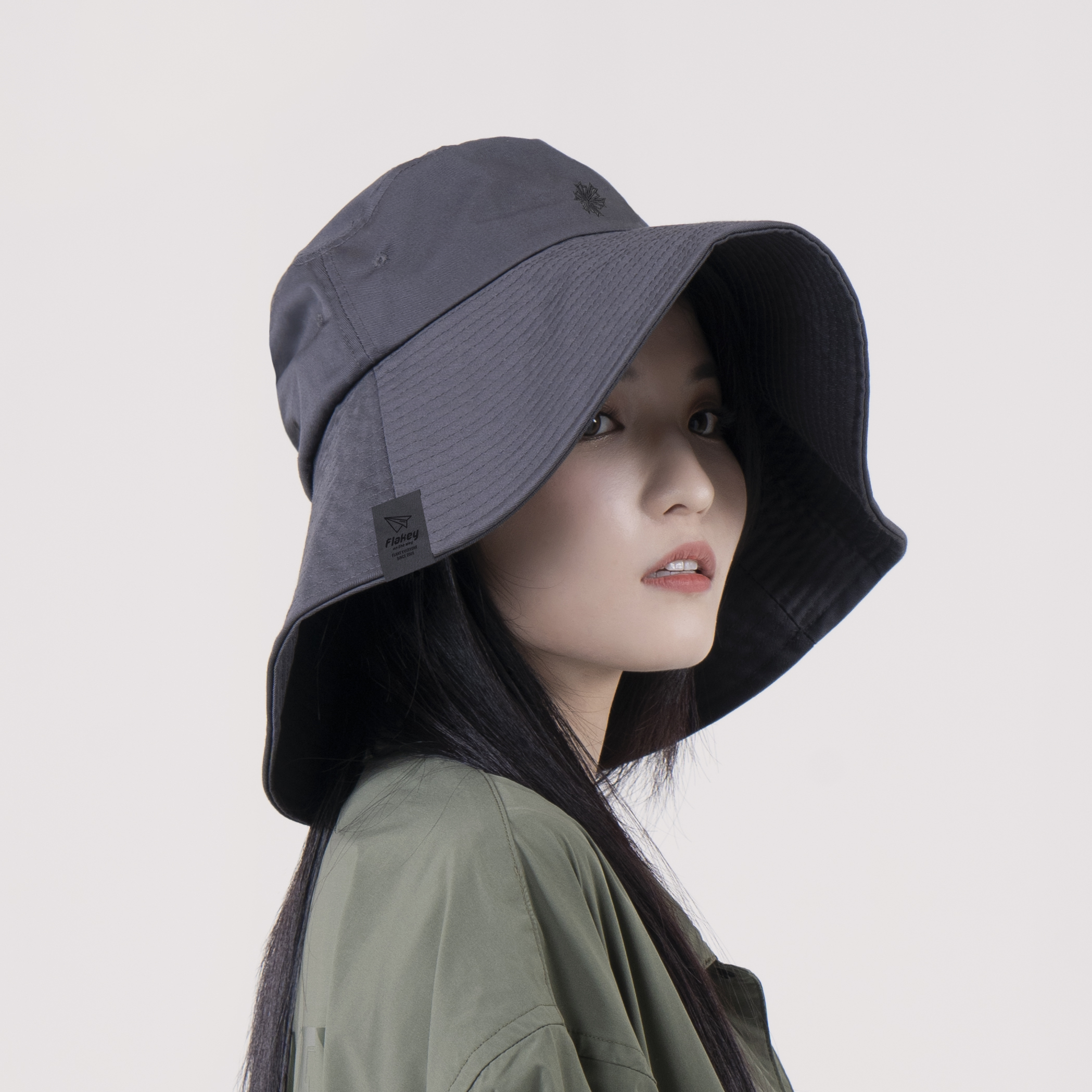 山系極黑寬邊漁夫帽(帶帽繩扣) (中性)