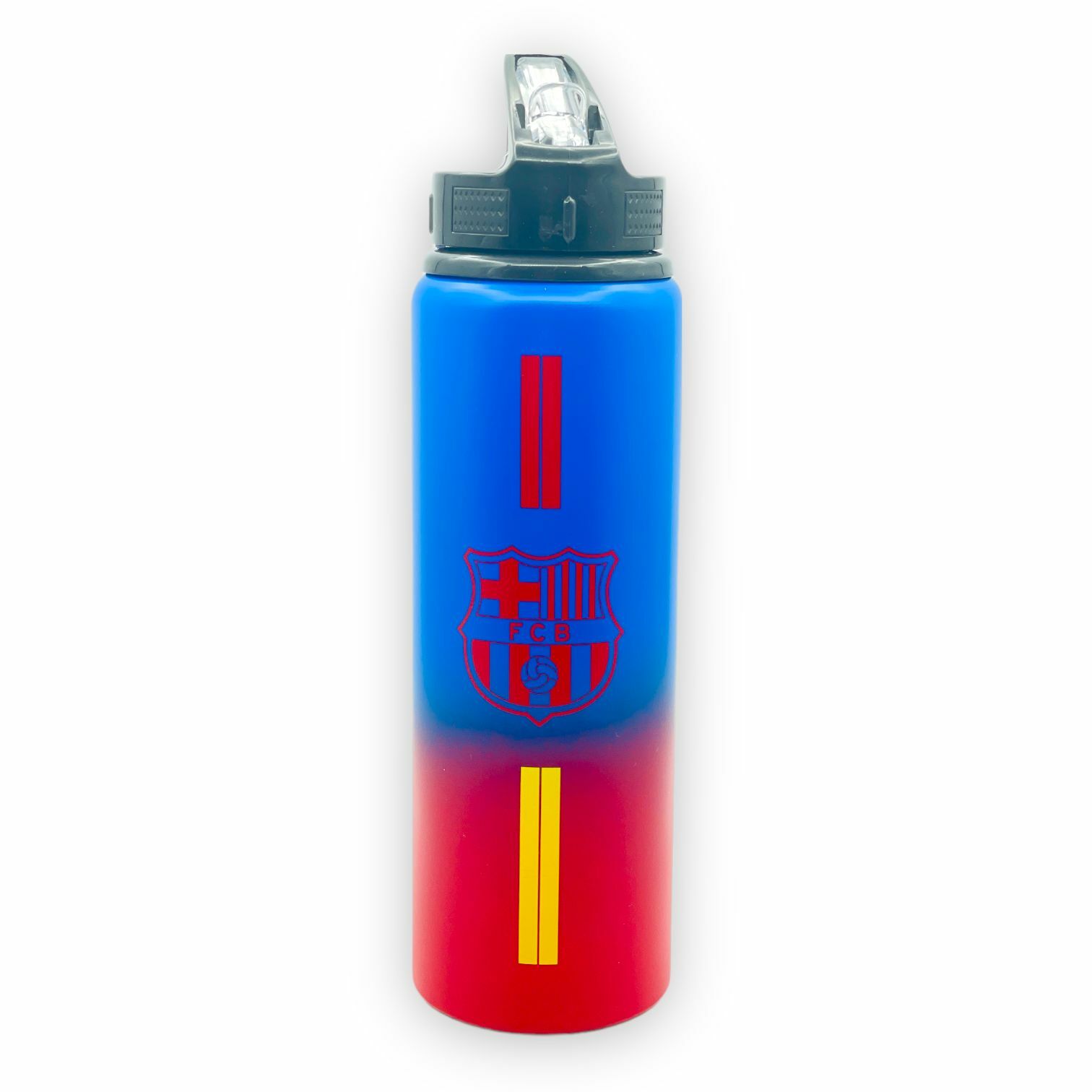 巴塞隆拿藍紅色直間金屬飲管水樽
