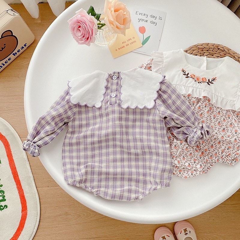 方領好美刺繡花多包屁衣