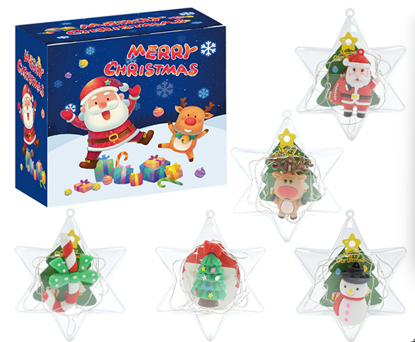 聖誕節DIY聖誕樹發光雪花掛件裝飾品 M1652