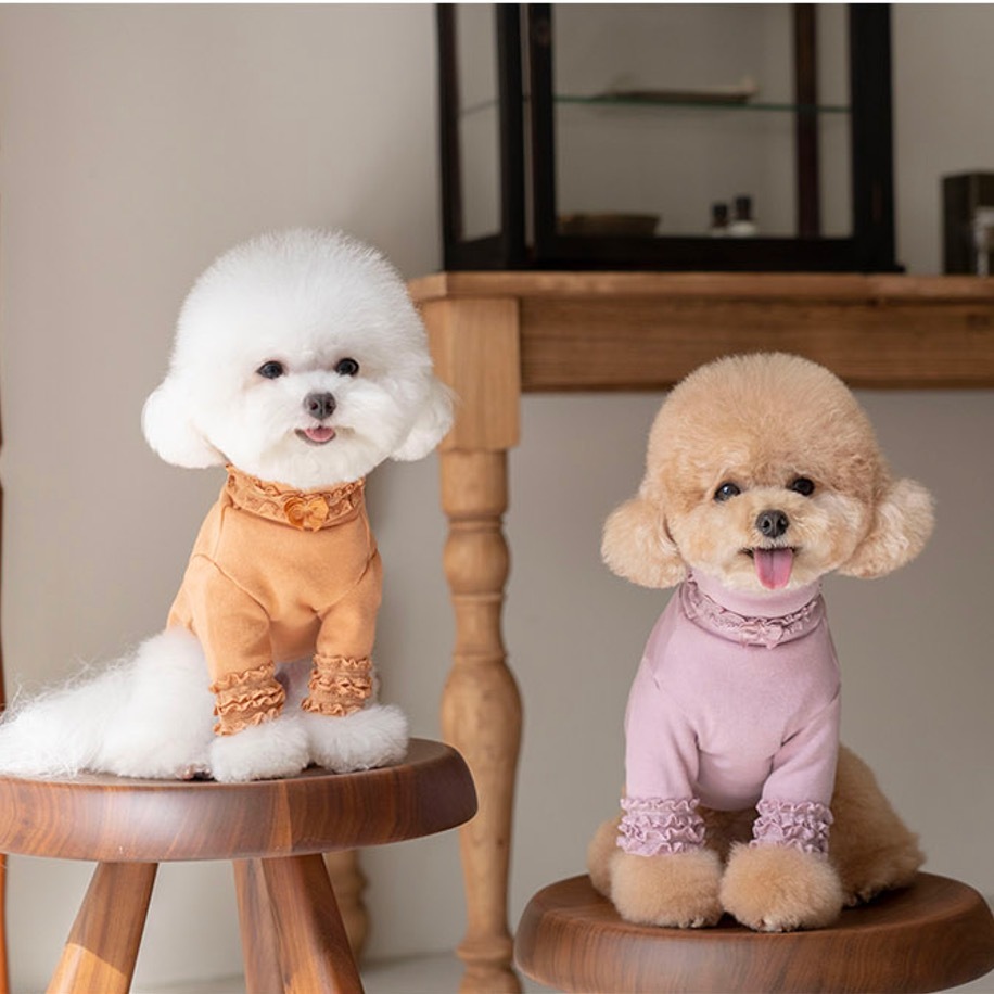 OPAAAP 蕾絲長袖高領衫（橘/紫）