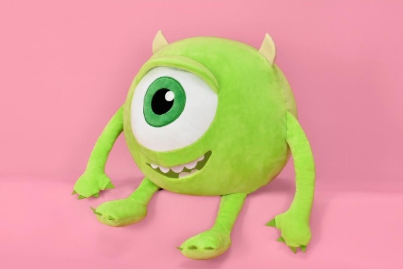 台灣代購|100%正版|迪士迪系列可愛口袋收納公仔|大眼仔|怪獸電力公司|Mike|麥可|絨毛柔細質感|居家擺飾|床上公仔