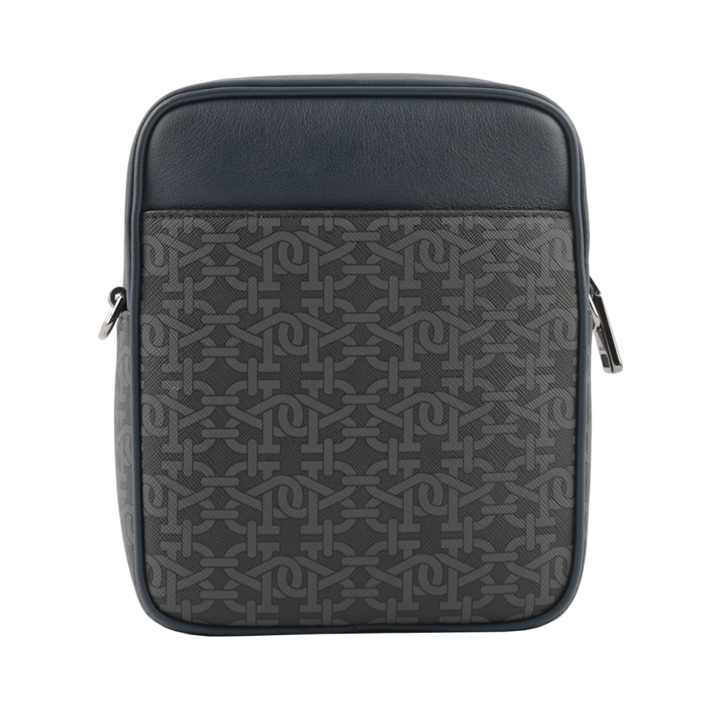 【BALLY】Bhenn B-Monogram 拼接藍白條紋附耳機套斜背包