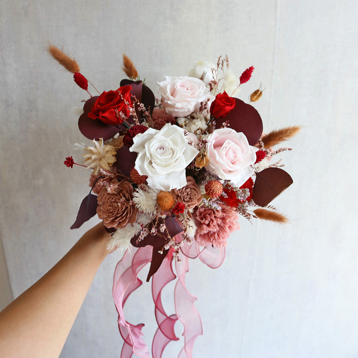NO01｜紅咖色系新娘捧花