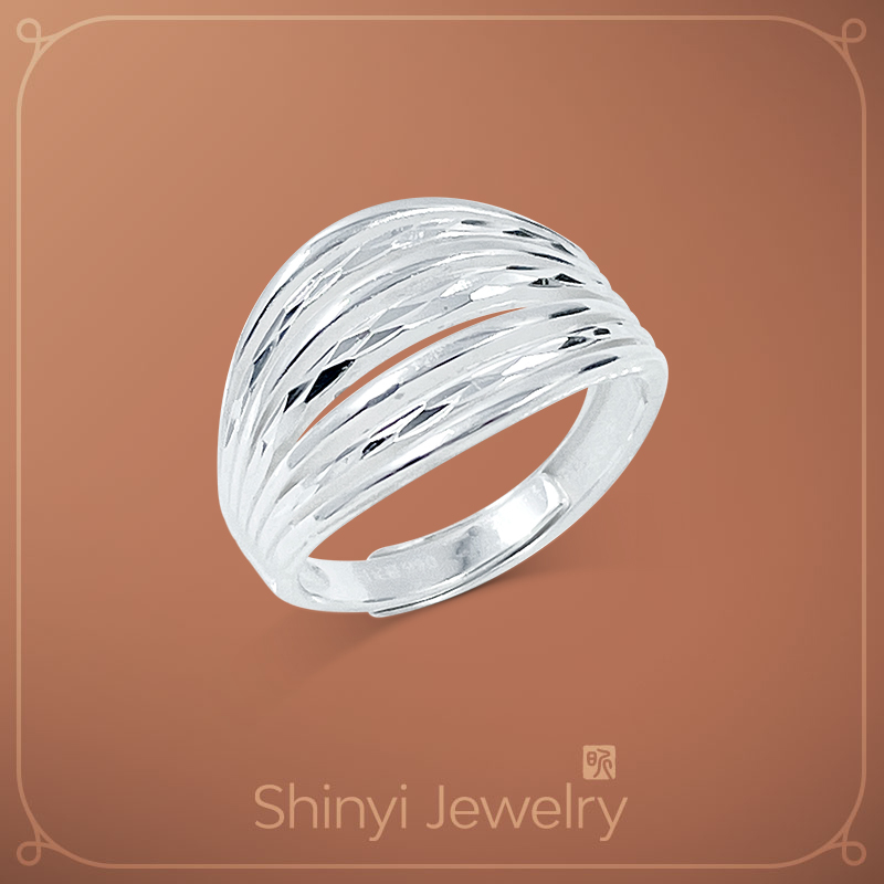 幾何超寬版足銀戒