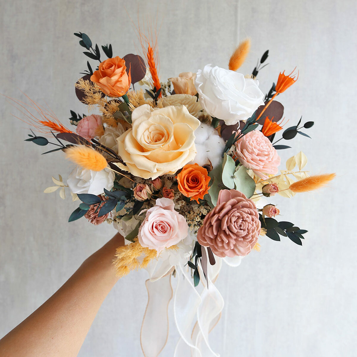 NO06｜橘粉色系新娘捧花
