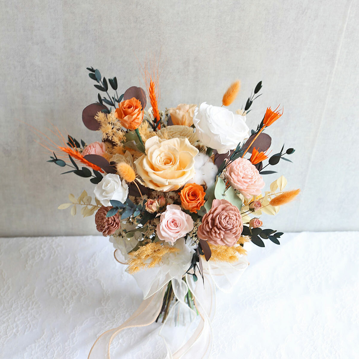 NO06｜橘粉色系新娘捧花