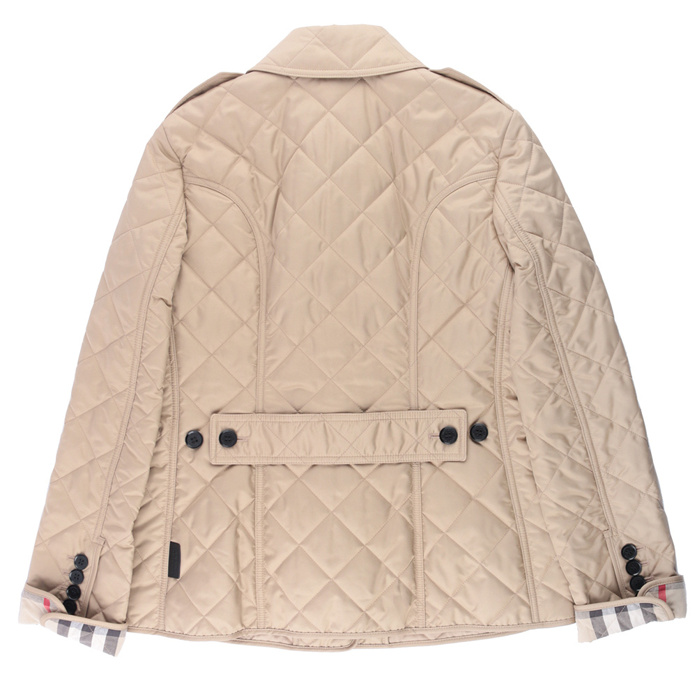 【BURBERRY】菱格紋棉質輕型外套(駝色)