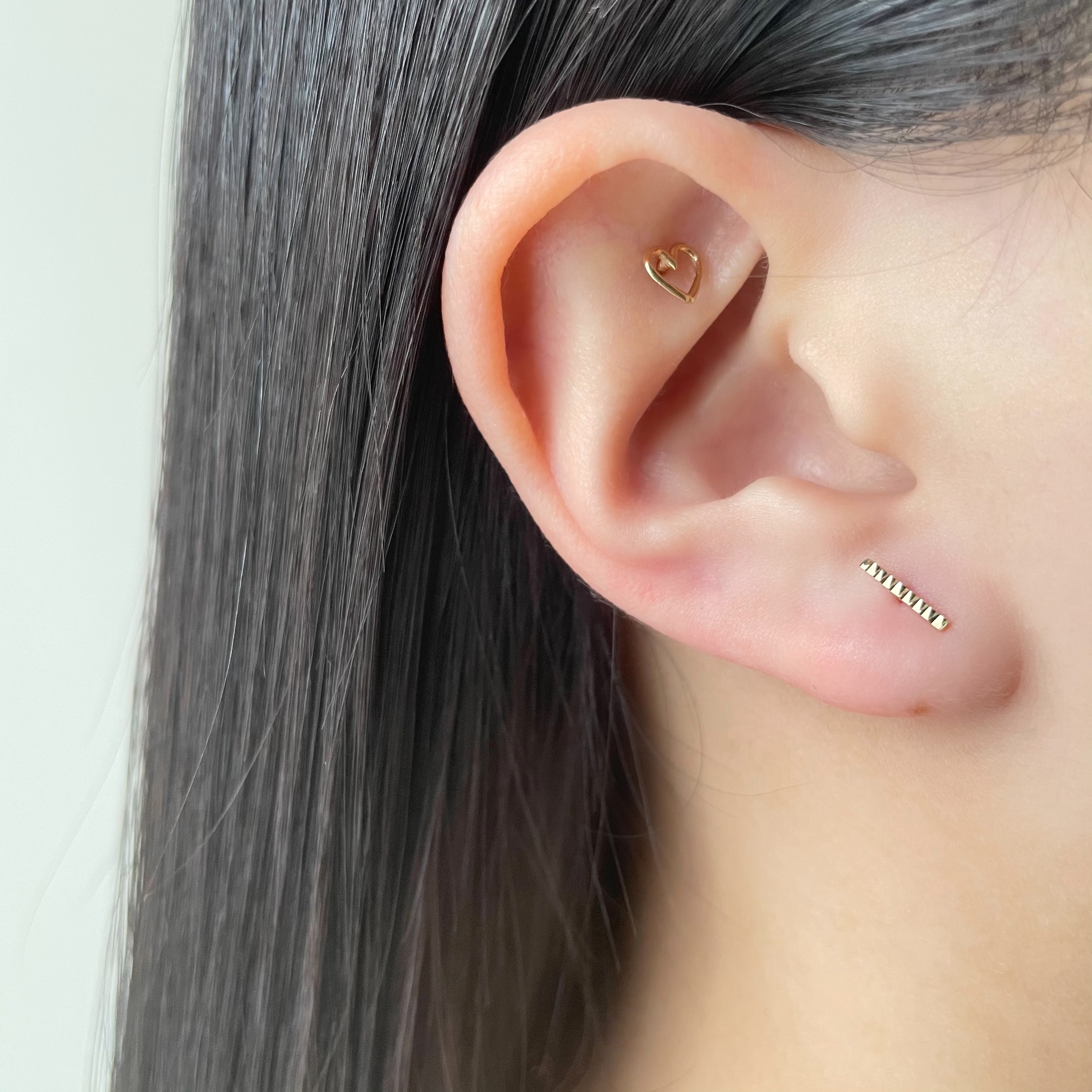 14K刻紋bar轉珠耳環