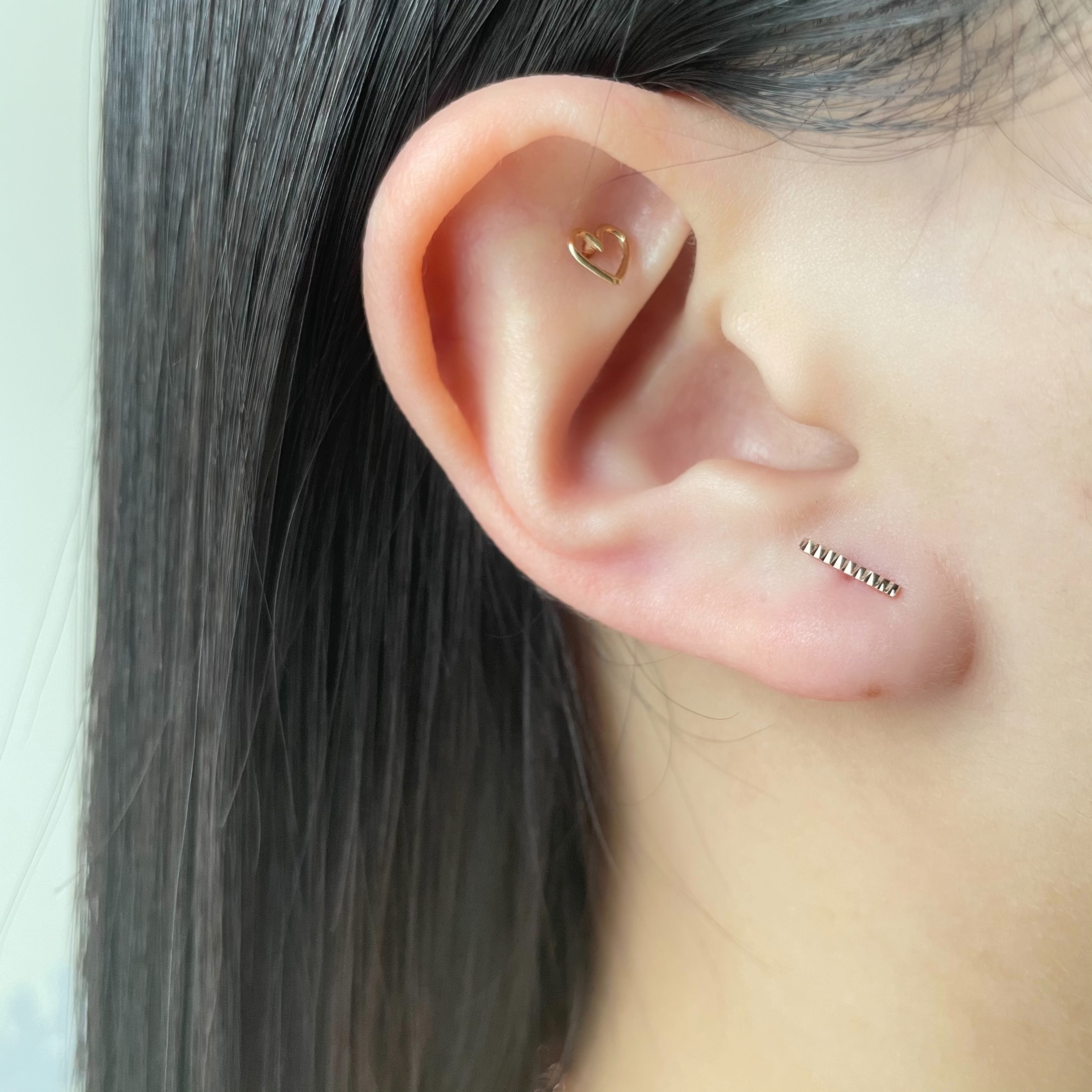 14K刻紋bar轉珠耳環