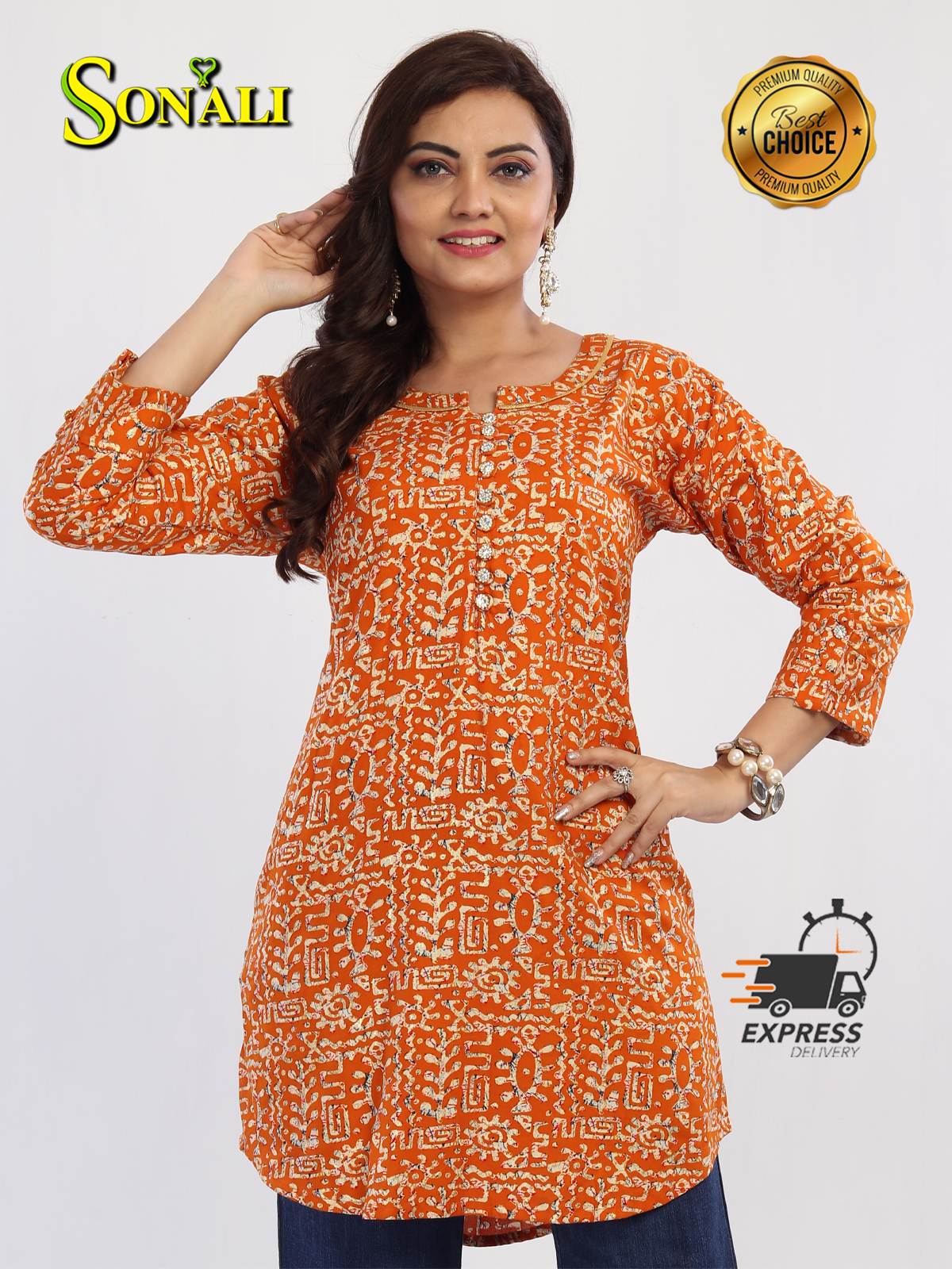 Sonali Premier Quality Women's Short Style Bandhani Jippa with Pocket (Color and Style Refer Image) - Q1782A/Q1782B/Q1782C