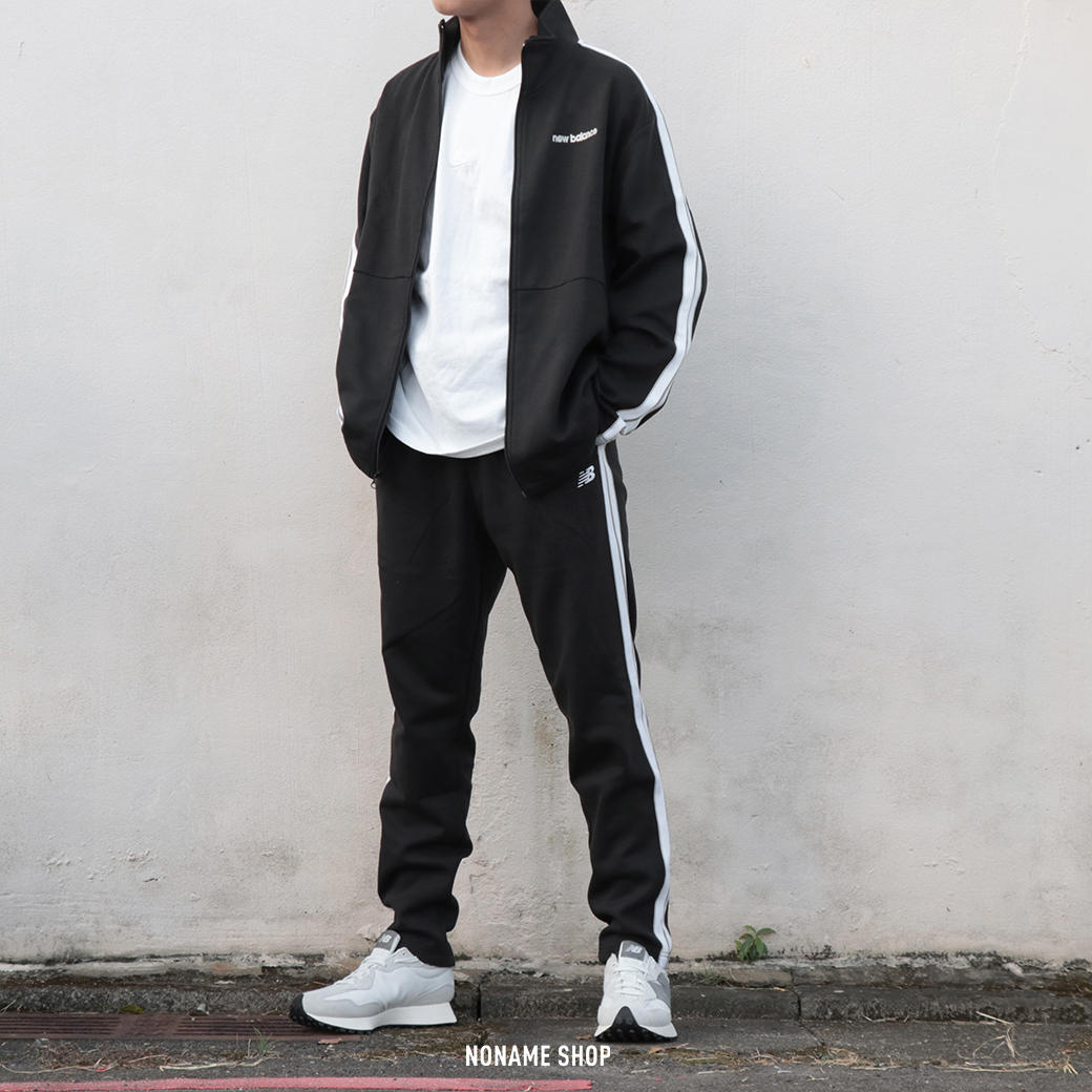 NEW BALANCE NB 復古 運動 套裝 外套 長褲 黑色 (男款)
