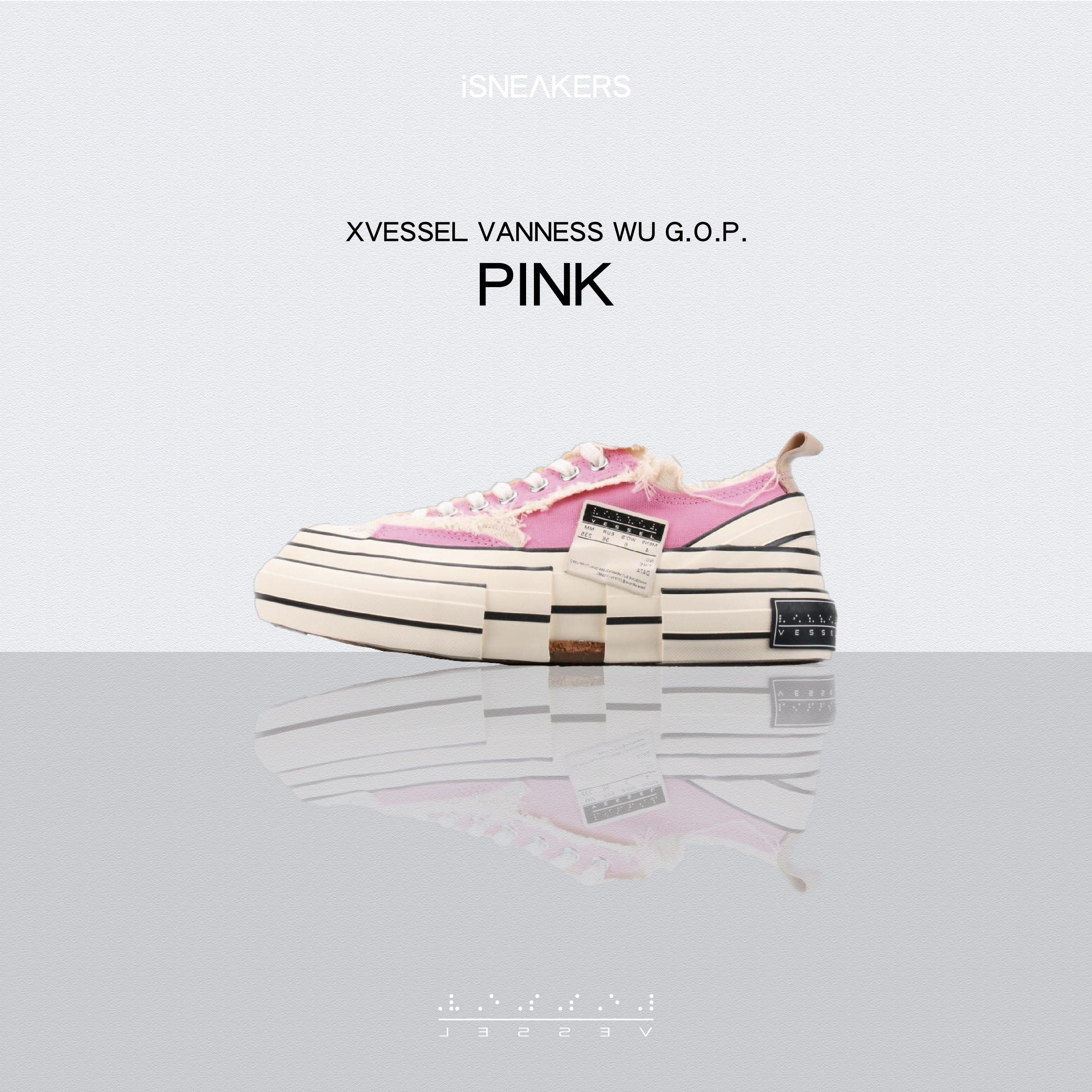 iSNEAKERS｜xVESSEL Vanness Wu "Pink" 吳建豪 硫化鞋 解構鞋 帆布鞋 螢光粉 S19X001YH