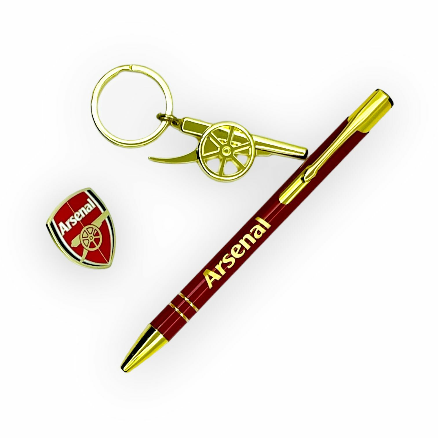 阿仙奴名貴鎖匙扣,襟章,筆套裝