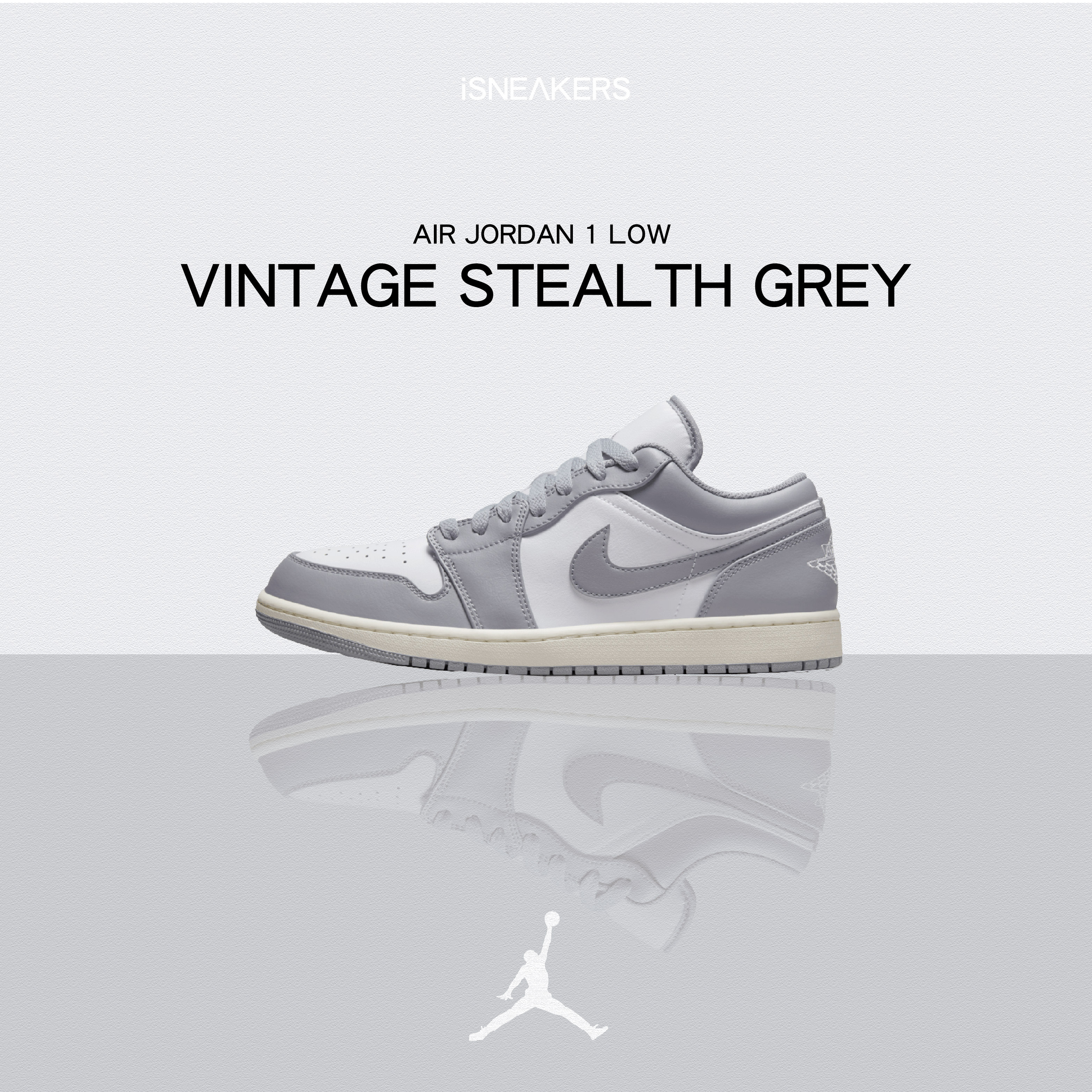 iSNEAKERS｜Air Jordan 1 Low "Vintage Stealth Grey" 復古小Dior 男 553558-053 大童 553560-053