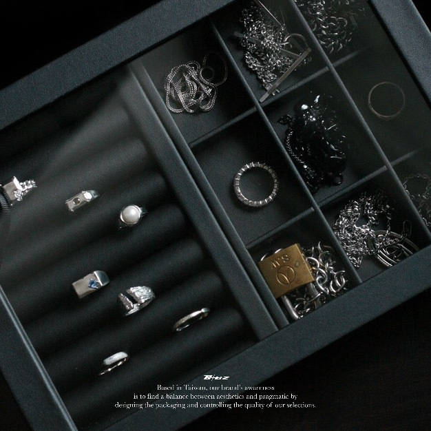 【BLUZ】 飾品收納盒 質感純黑 加大版 玻璃