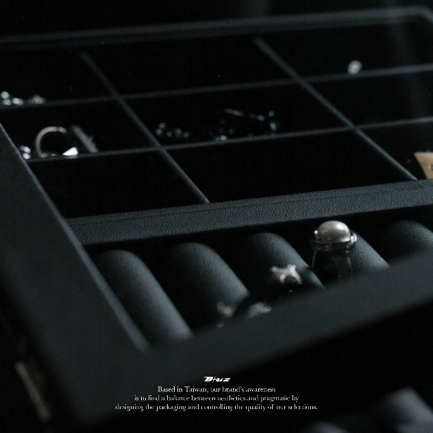 【BLUZ】 飾品收納盒 質感純黑 加大版 玻璃