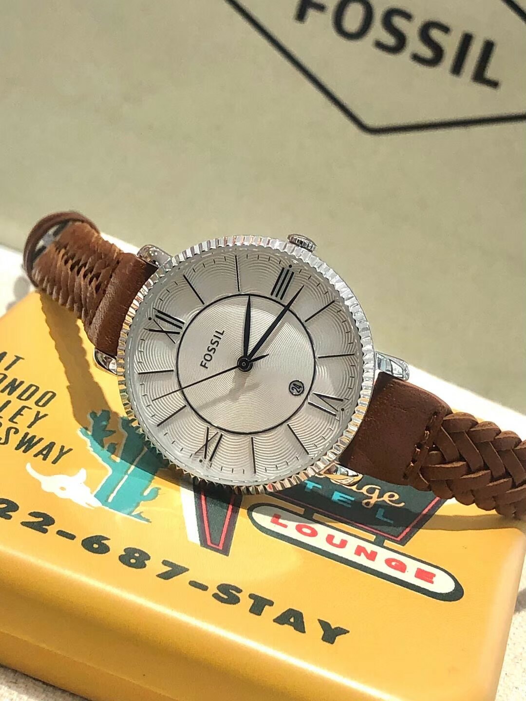 【Fossil】Jacqueline 編織皮革錶帶女錶 ES5208 36mm 現代鐘錶