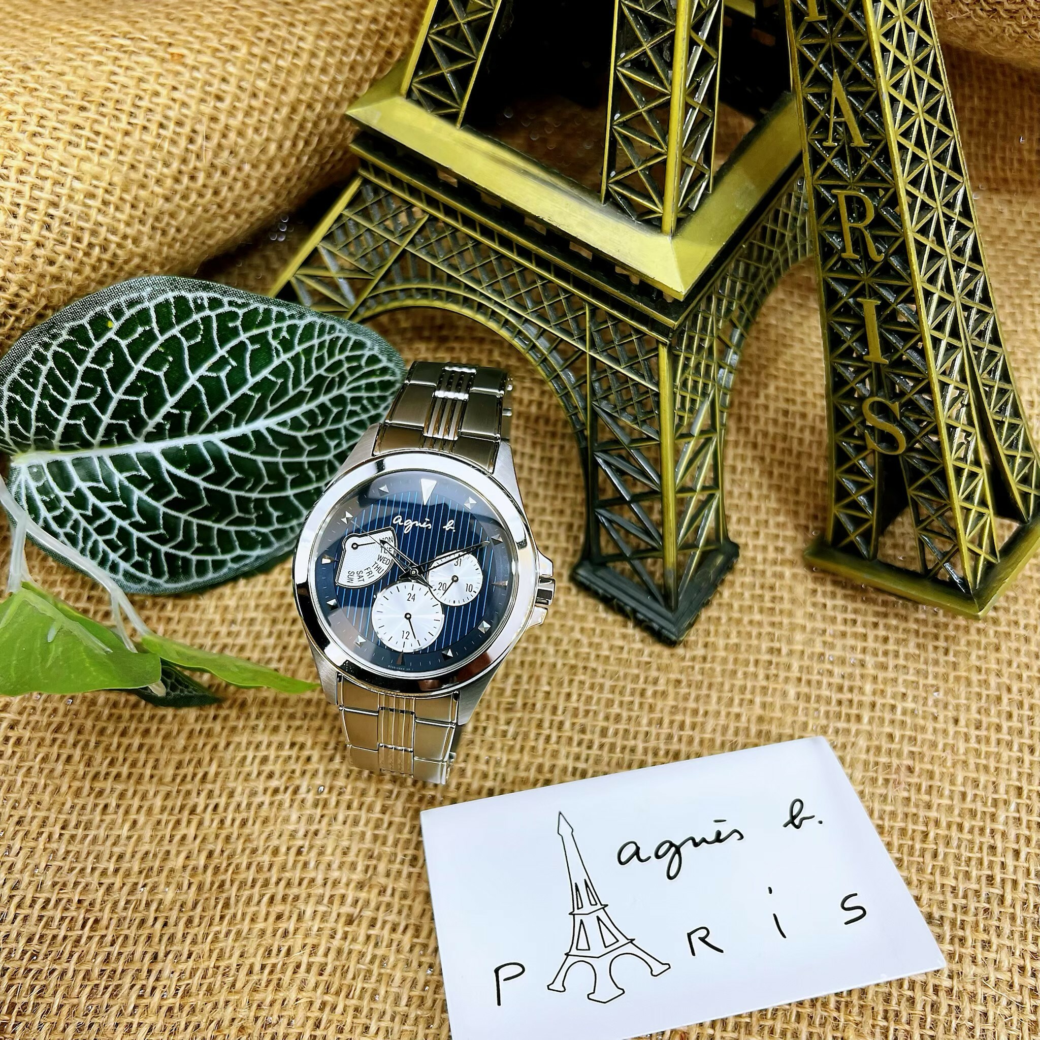 【agnès b.】三眼扇形質感腕錶 5Y66-0AE0K 40mm 現代鐘錶