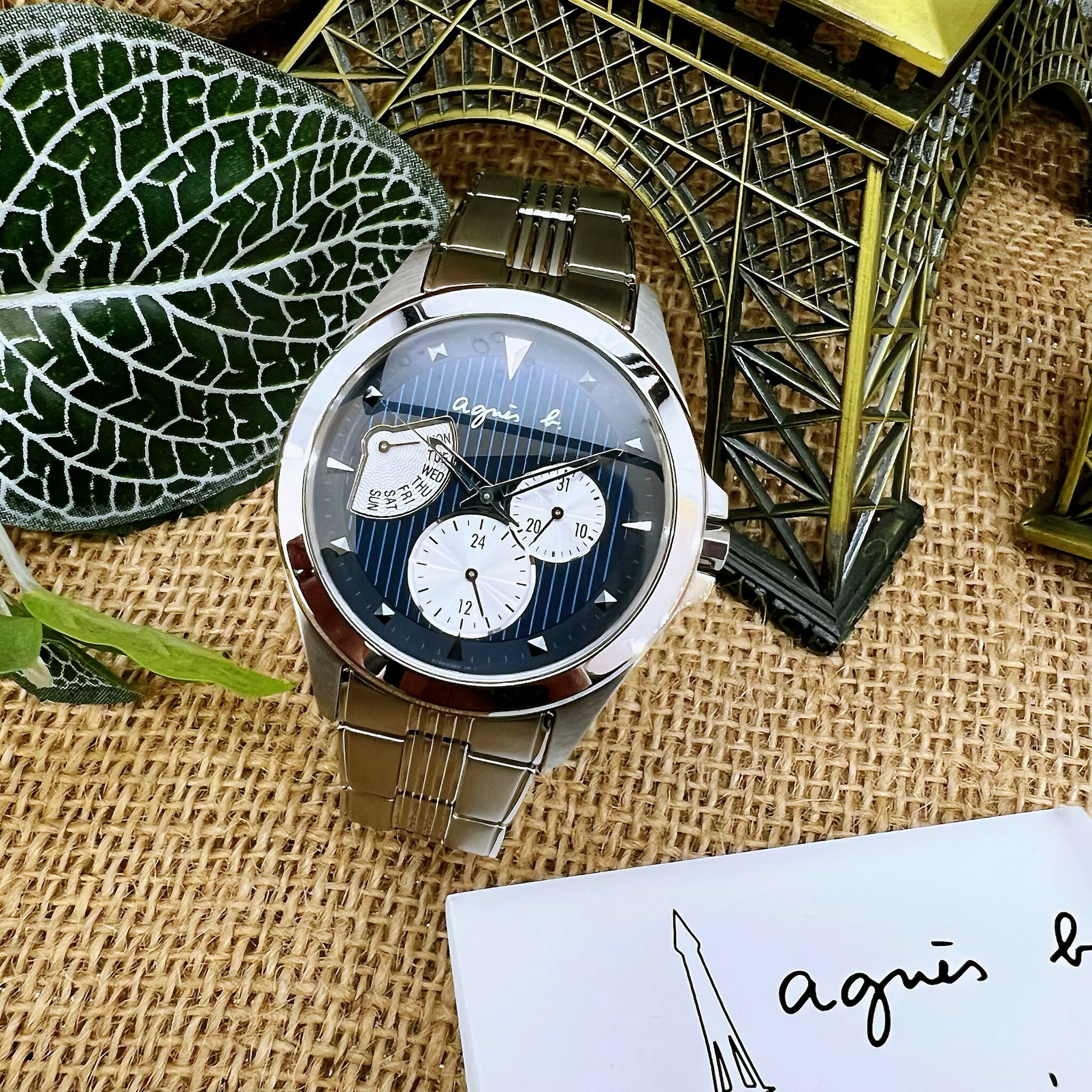 【agnès b.】三眼扇形質感腕錶 5Y66-0AE0K 40mm 現代鐘錶