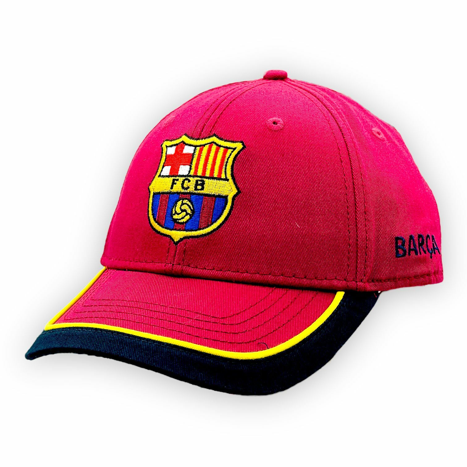 巴塞隆拿棗紅色深藍黃邊帽