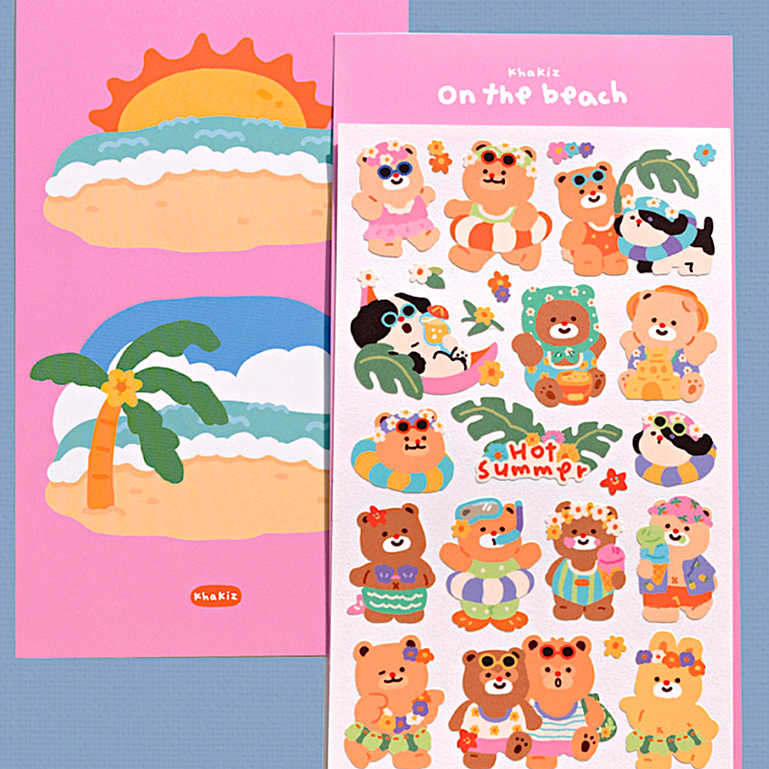 Khakiz Sticker－On the Beach (Korean Stationery Brand)