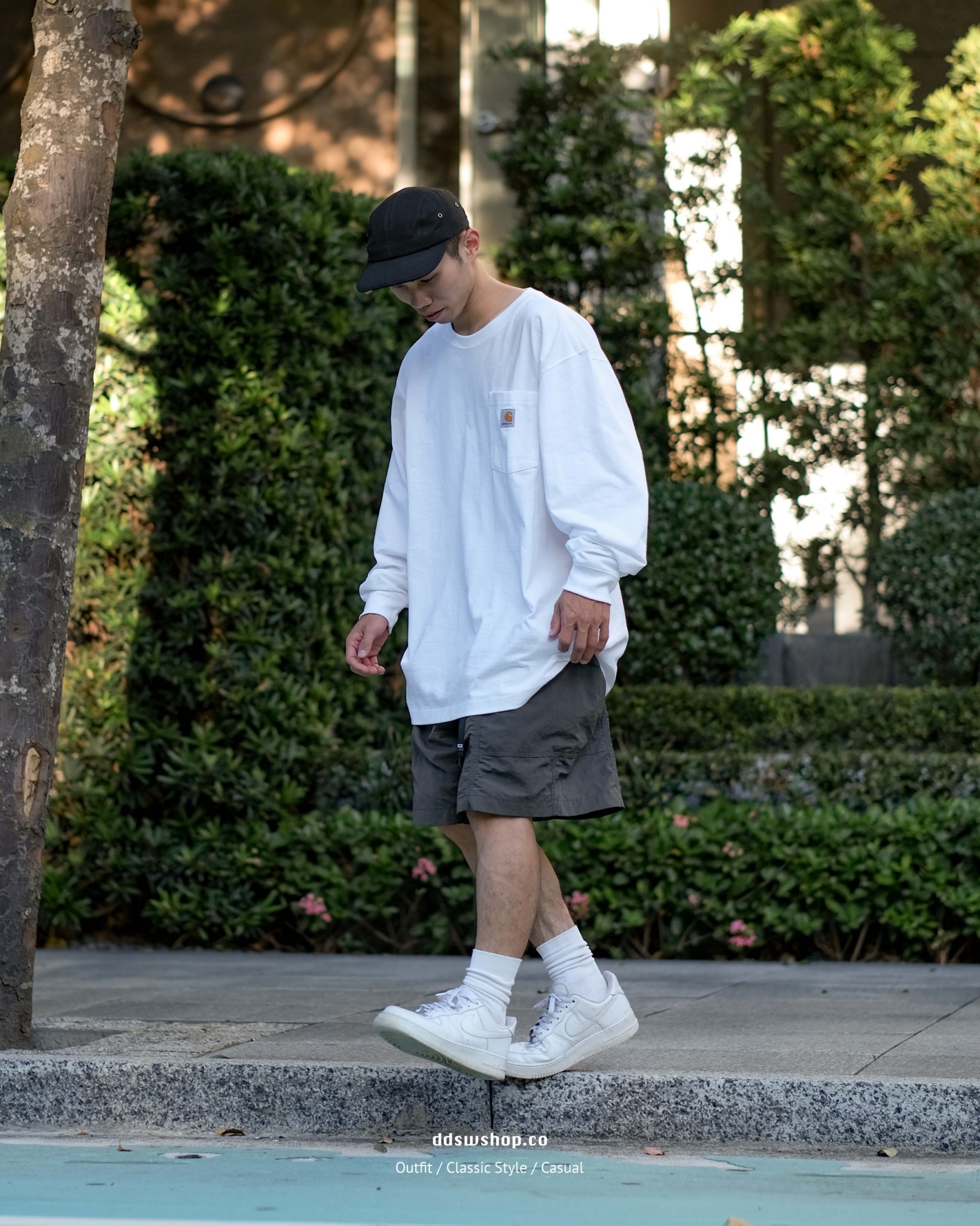 Carhartt K126 Pocket Logo 薄長袖 口袋 寬鬆 重磅 長袖 白色 黑色