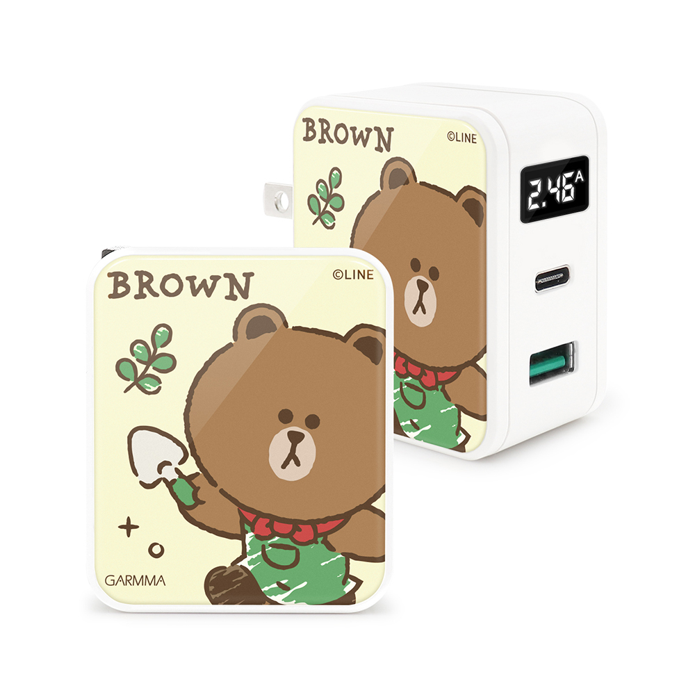 GARMMA LINE FRIENDS Type-C & USB PD快充雙孔充電器 花園熊大