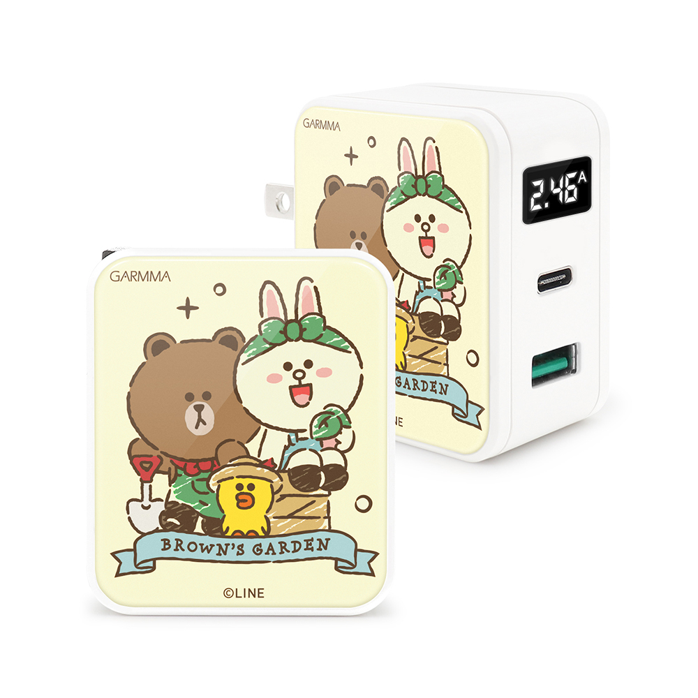 GARMMA LINE FRIENDS Type-C & USB PD快充雙孔充電器 花園夥伴