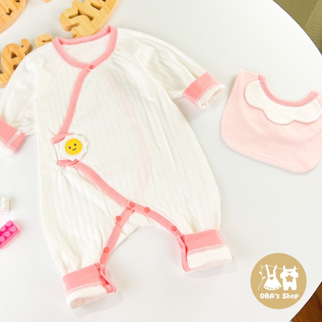 [ 送圍兜 ] 粉色小太陽-春秋長袖連身衣(52-66)