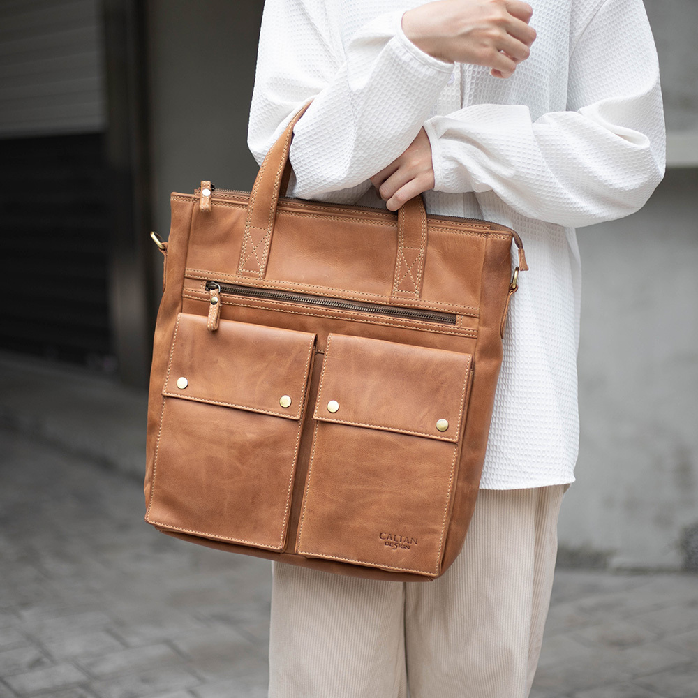 真皮休閒TOTE包-兩色(4916)