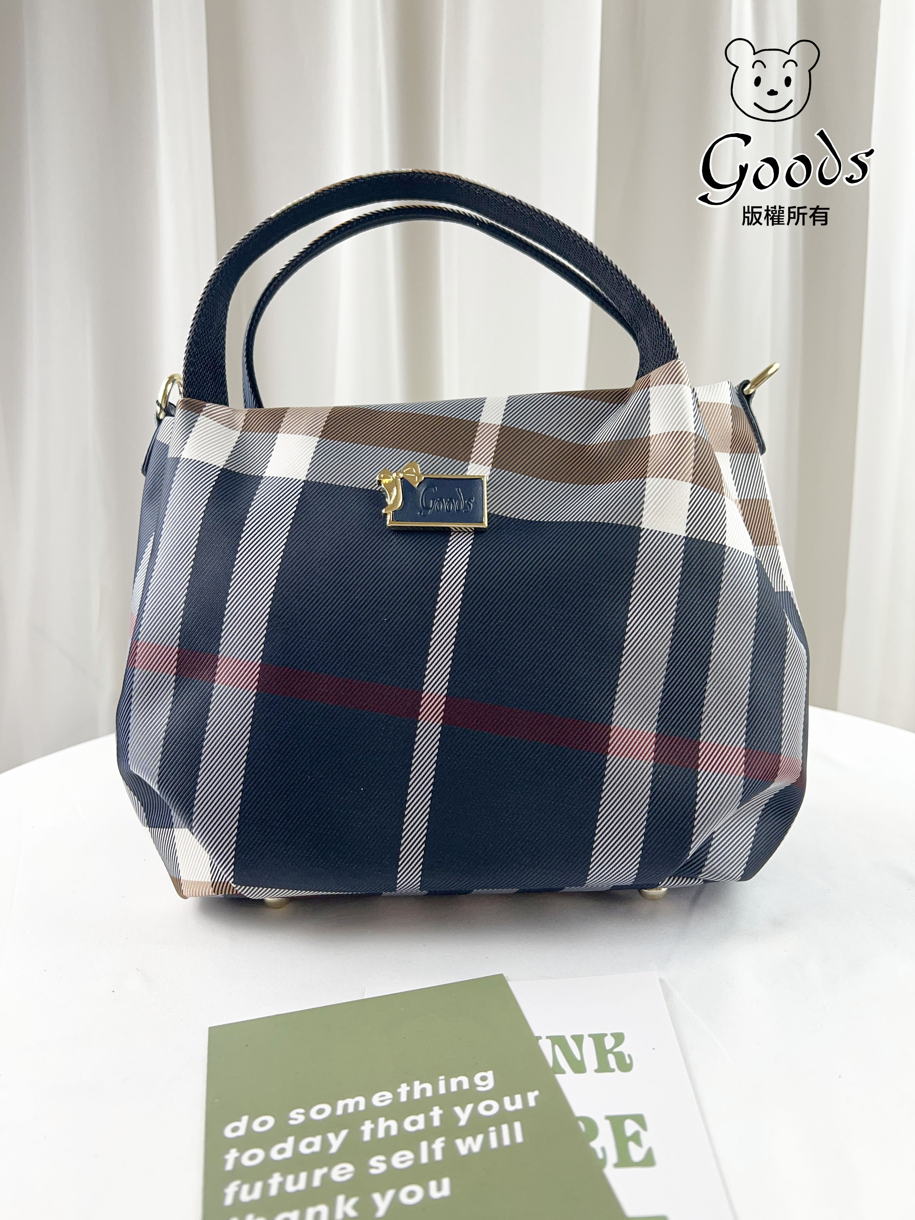 GOODS 大格黑 拼色防潑水手提包 / 側背包 #2808