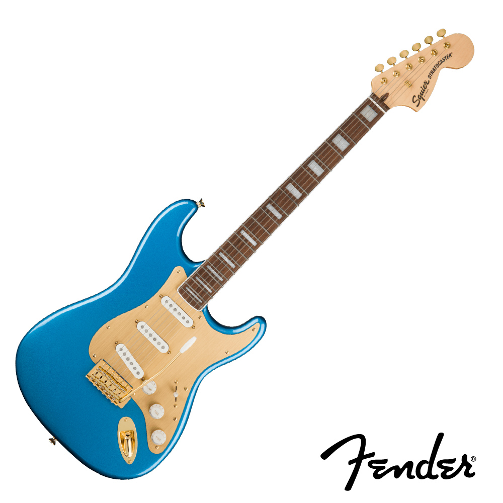 Squier Squier 40週年紀念 Stratocaster Gold Edition Lake Placid Blue 電吉他 湖水藍 — 三峽吉他 / Bass