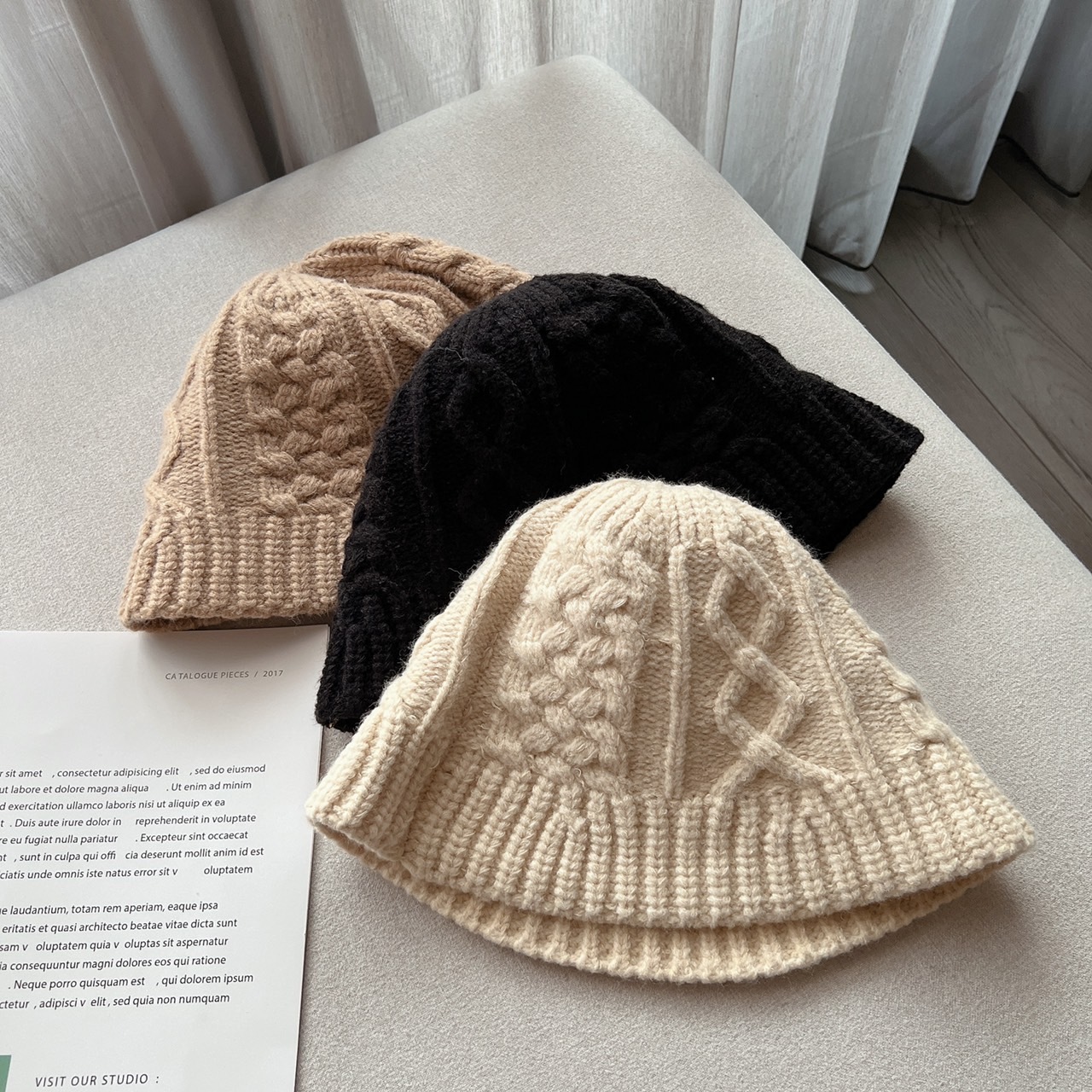 針織麻花漁夫帽/三色