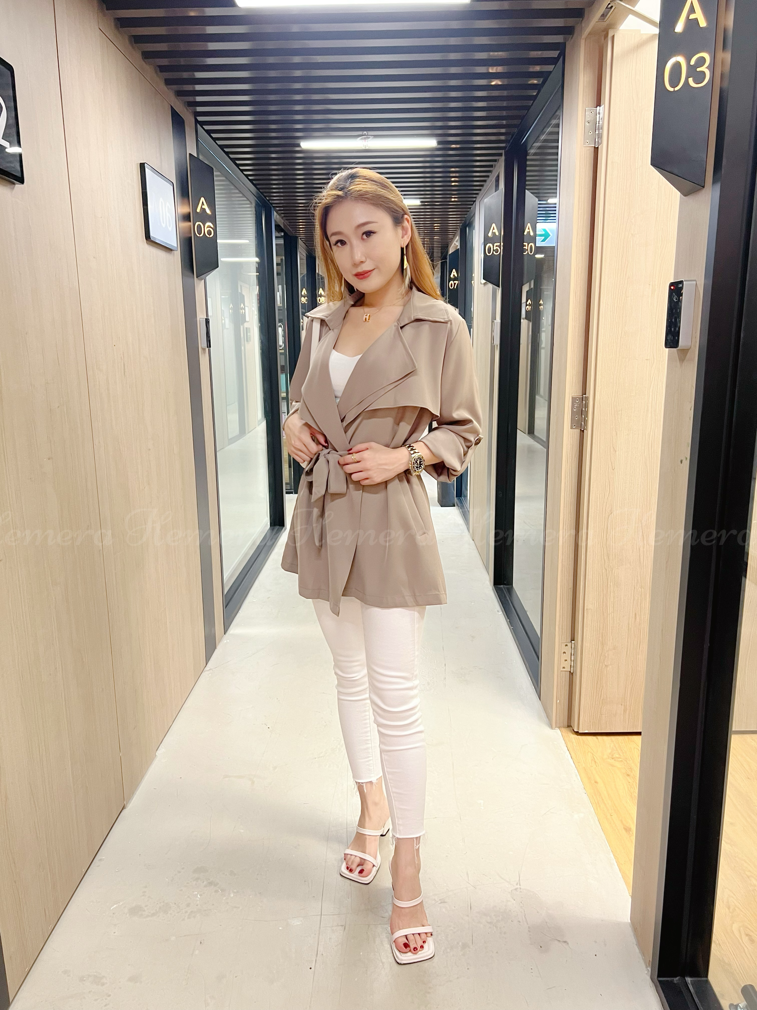 IN STOCK：啡粉 薄身雪紡乾濕褸 JK22S1001LB