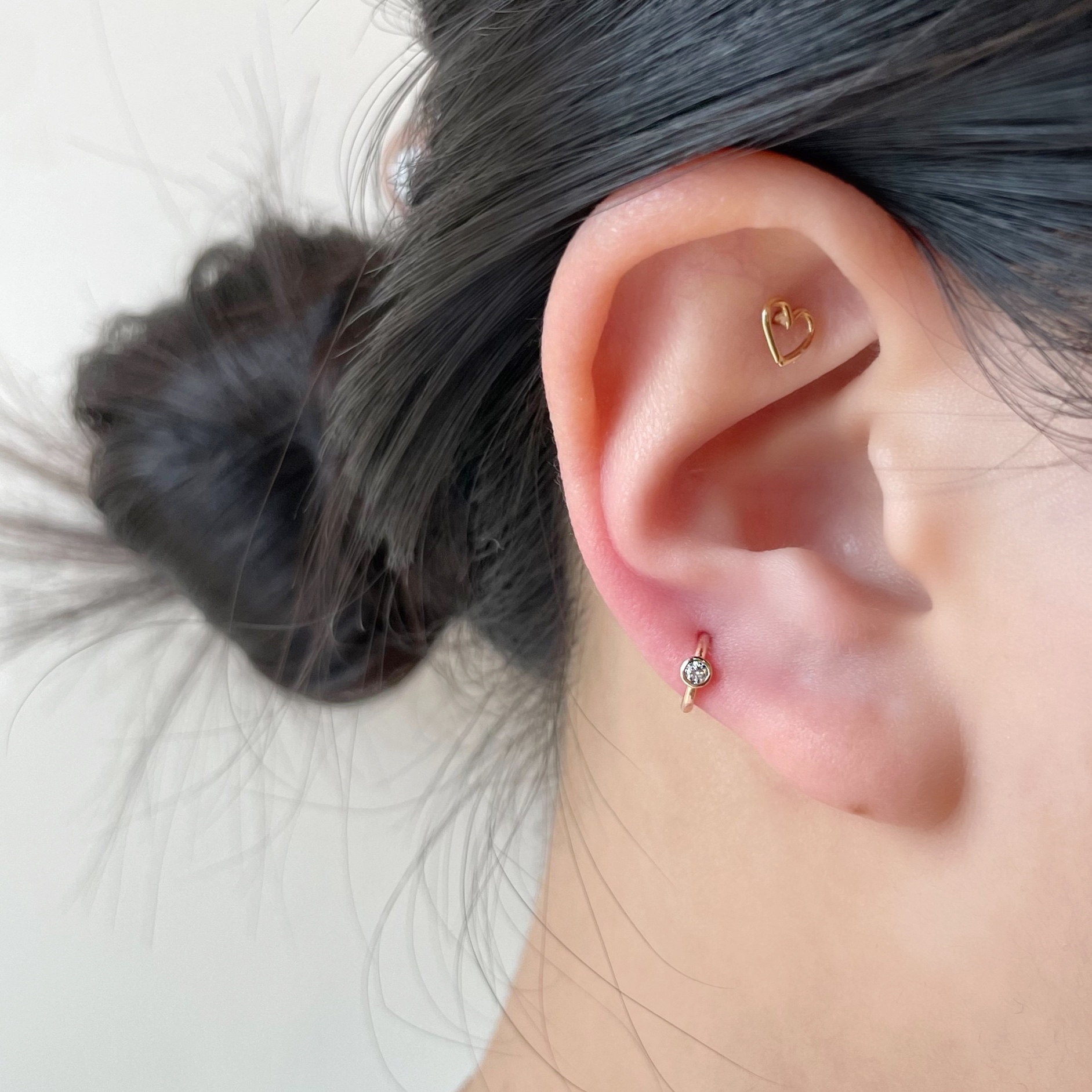 14K圓邊真鑽耳骨圈